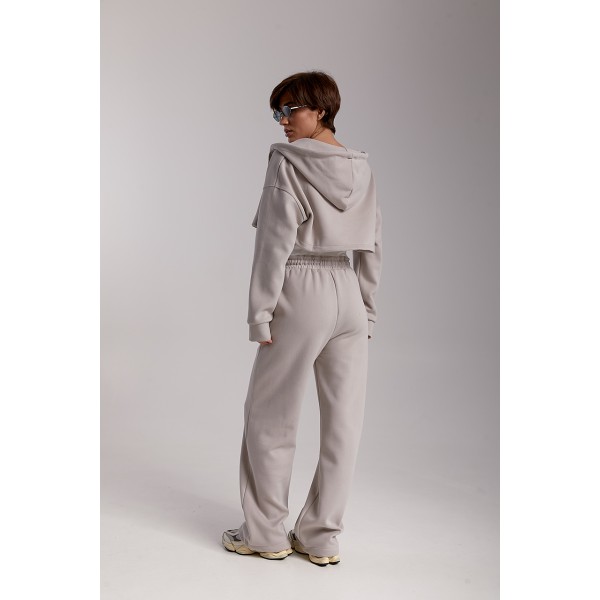 Костюм жіночий бавовняний з коротким худі сірий Lurex
