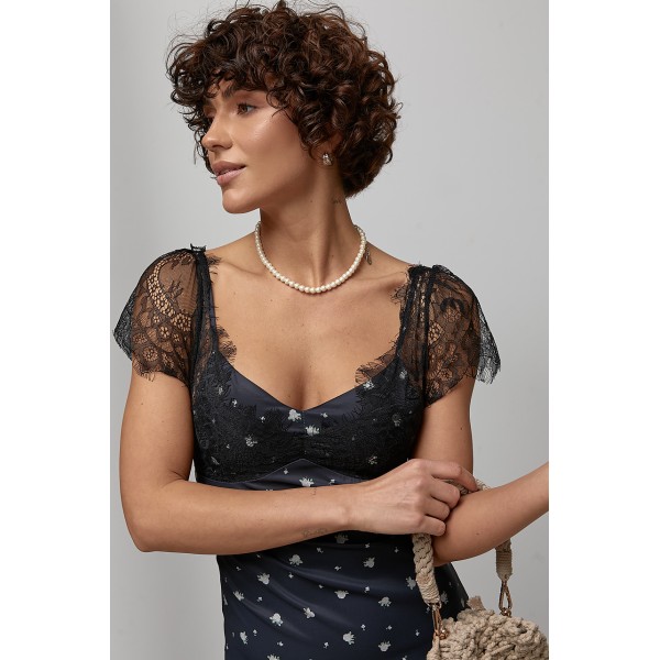 Платье женское цветочное кружево черное Lurex