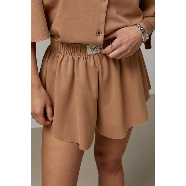 Костюм жіночий з сорочкою шортами бавовна коричневий Lurex