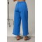 Штани жіночі бавовняні укорочені з рюшами сині Lurex