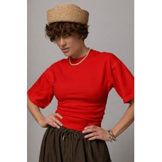 Футболка женская с оборками хлопок красная