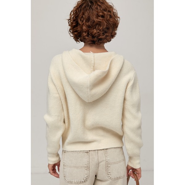 Кардиган вязаний капюшон молочний Lurex