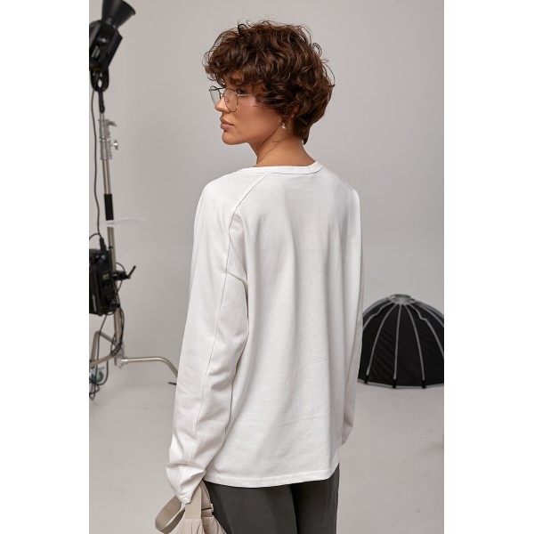 Лонгслив женский свободный молочный трикотажный Lurex