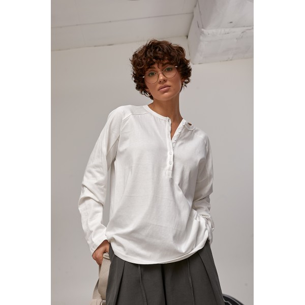 Лонгслив женский свободный молочный трикотажный Lurex