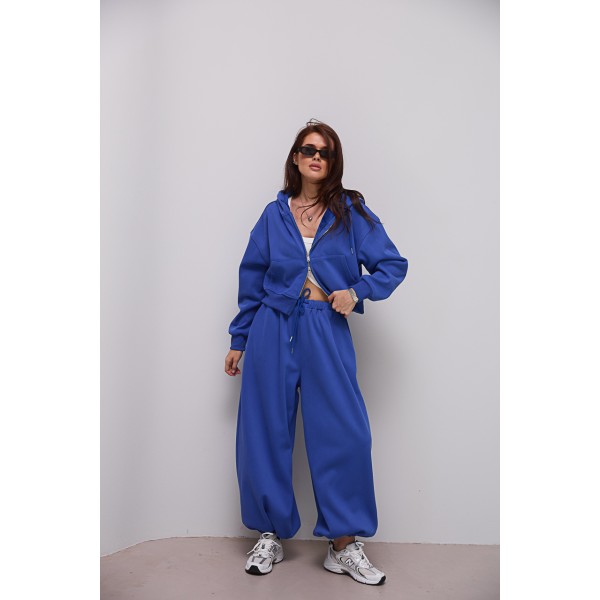 Спортивный костюм женский синий трикотажный с начесом Lurex