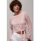 Лонгслив женский сетка с завязками розовый Lurex