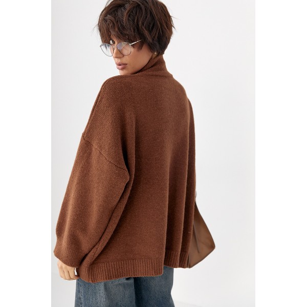 Кардиган жіночий коричневий оверсайз вязаний Lurex