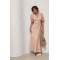 Сукня жіноча максі в горох з рюшами бежева Lurex