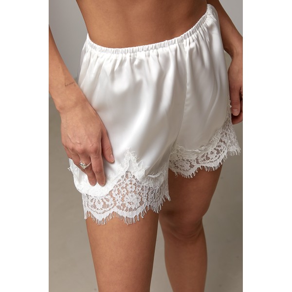 Шорты женские атласные кружево белые Lurex