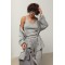 Костюм женский трикотажный кардиган топ брюки серый Lurex