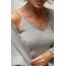 Костюм женский трикотажный кардиган топ брюки серый Lurex