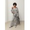 Костюм женский трикотажный кардиган топ брюки серый Lurex