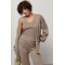 Костюм женский трикотажный кардиган топ брюки кофейный Lurex