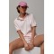 Костюм спортивный женский с шортами и поло пудровый Lurex