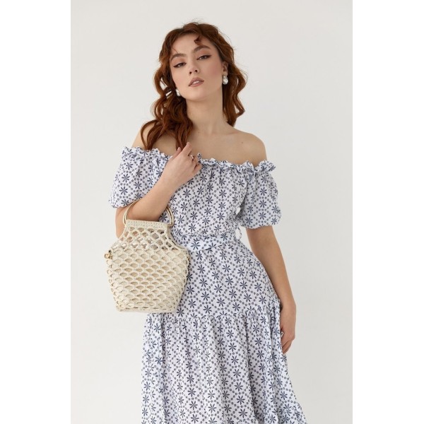 Плаття жіноче квітковий бавовна молочне Lurex