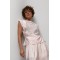 Однотонный легкий костюм из блузы и прямых брюк пудрового цвета ONE SIZE Lurex
