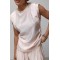 Однотонный легкий костюм из блузы и прямых брюк пудрового цвета ONE SIZE Lurex