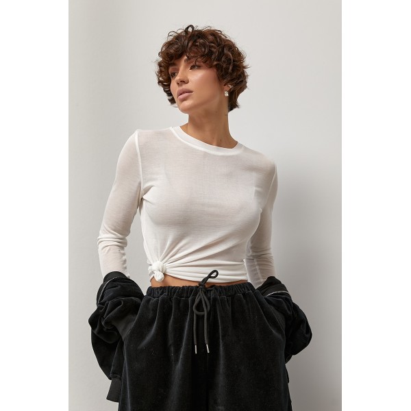 Лонгслив женский свободный хлопок молочный Lurex