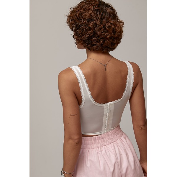 Корсет женский кружевной из сетки белый Lurex