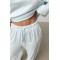 Костюм женский трикотажный с лонгсливом и палаццо голубой Lurex