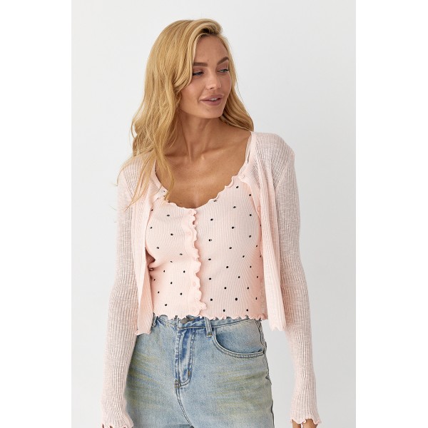Кардиган ажурный в комплекте с майкой Lurex