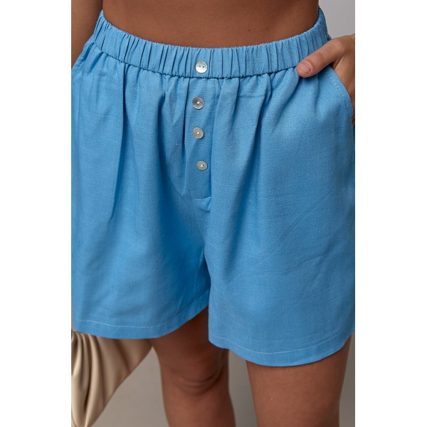 Шорты женские льняные свободные голубые Lurex