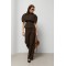 Костюм жіночий поліестеровий трійка з кейпом коричневий Lurex