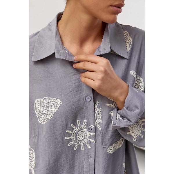 Костюм женский хлопковый свободный пляжный серый Lurex
