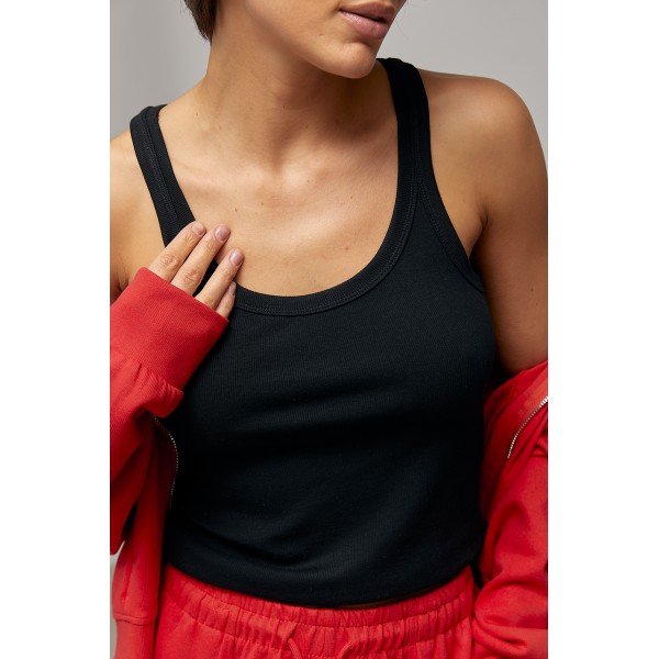 Майка женская трикотажная в рубчик черная Lurex