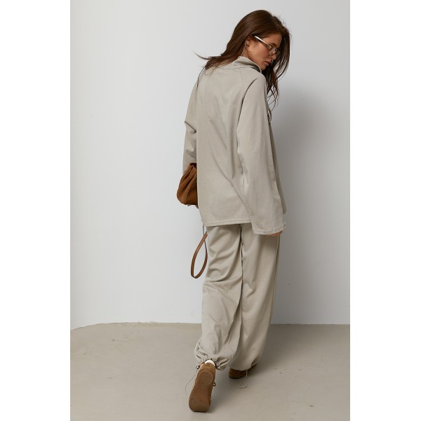 Костюм женский трикотажный со свитшотом и штанами кофейный Lurex