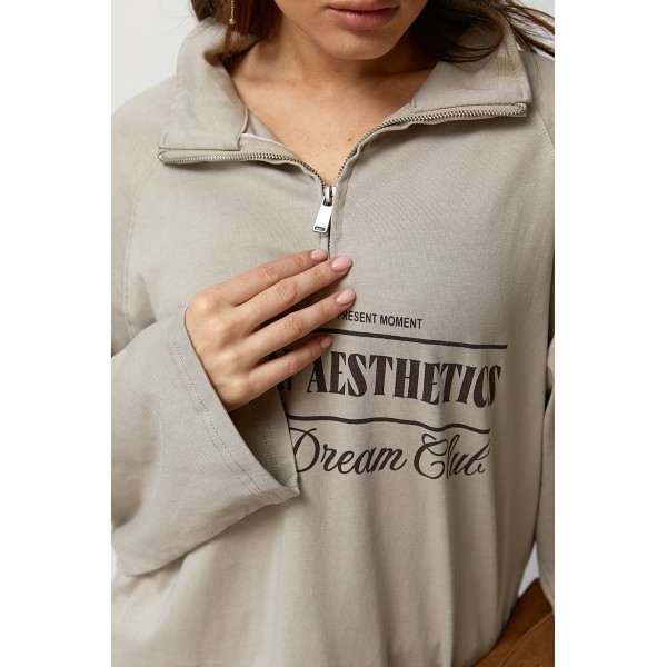 Костюм женский трикотажный со свитшотом и штанами кофейный Lurex