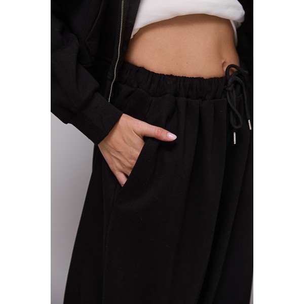 Спортивний костюм жіночий чорний трикотажний з начосом Lurex