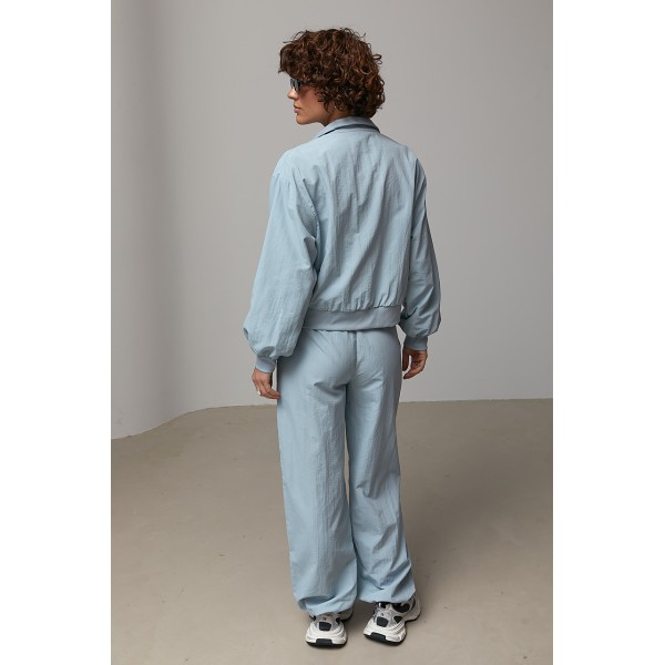 Костюм спортивный свободный с курткой голубой Lurex