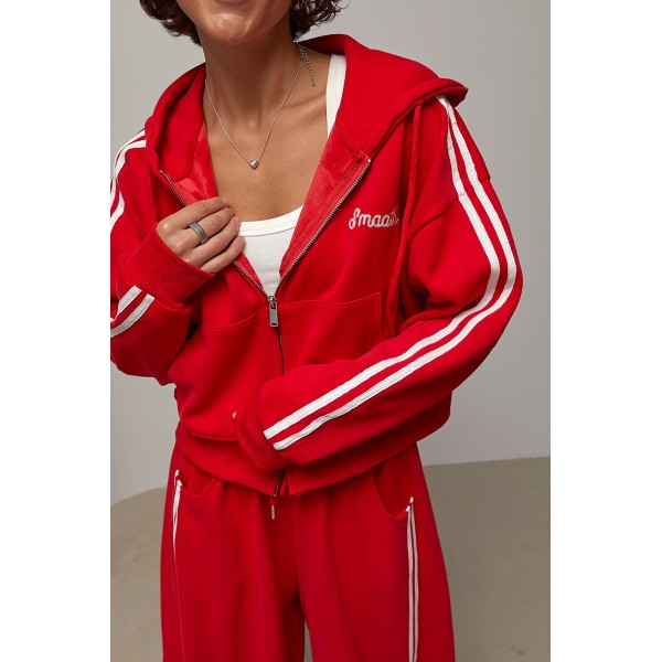 Костюм спортивний з лампасами червоний Lurex