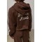 Костюм женский теплый спортивный с лампасами из хлопка коричневый Lurex
