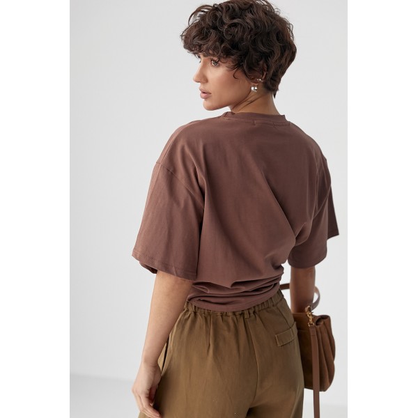 Футболка женская оверсайз хлопок коричневая Lurex