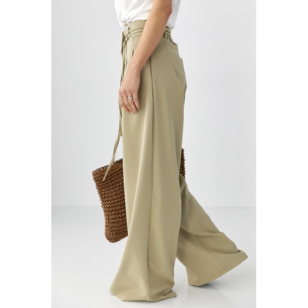 Брюки женские палаццо со складками Lurex