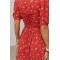 Платье женское длинное цветочное на талии красное Lurex