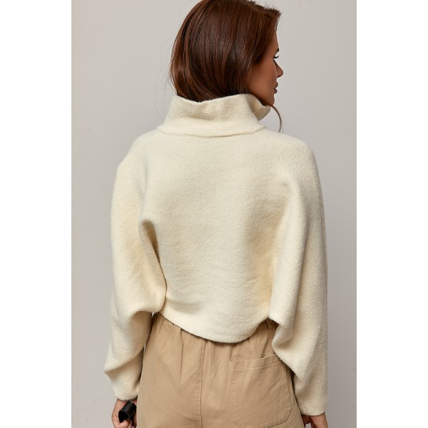Кардиган женский объёмные рукава молочный Lurex