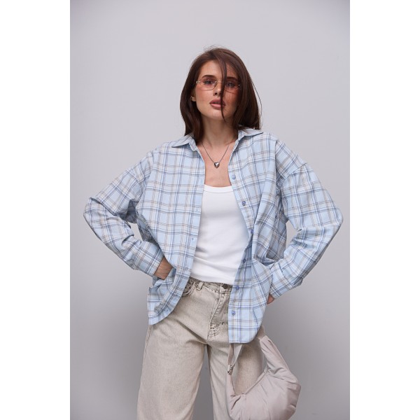 Сорочка жіноча картата блакитна Lurex