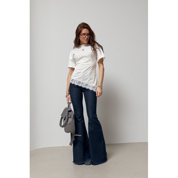 Джинси жіночі кльош з бахромою Lurex