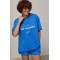 Костюм женский спортивный с шортами трикотаж синий Lurex