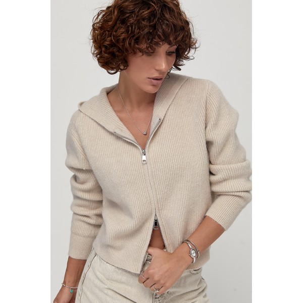 Кардиган жіночий з капюшоном бежевий Lurex