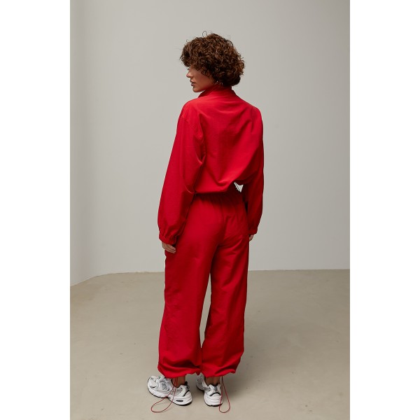 Костюм женский спортивный из плащевки свободный красный Lurex