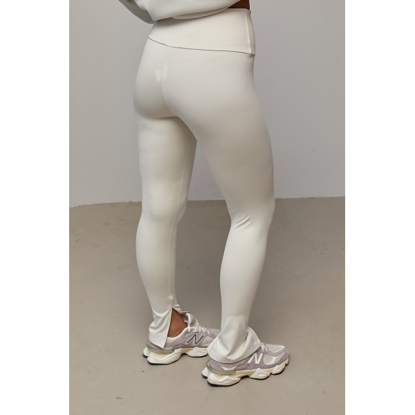 Лосины женские с разрезами молочные Lurex