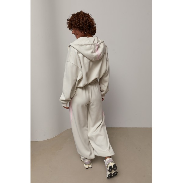 Костюм спортивний з лампасами бежевий Lurex