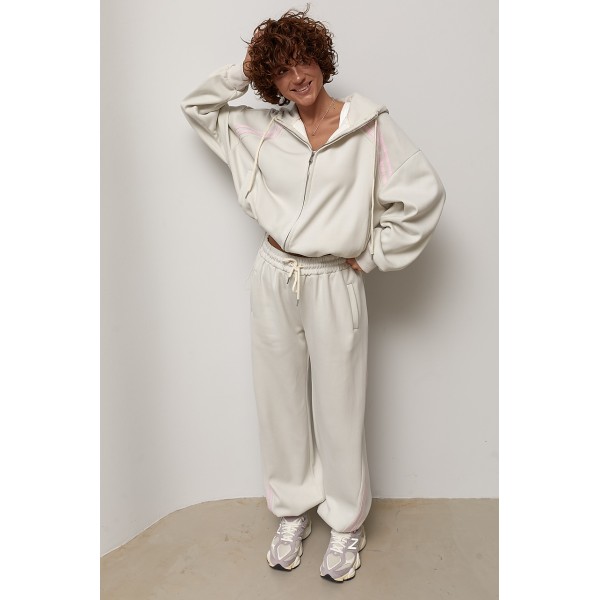 Костюм спортивний з лампасами бежевий Lurex