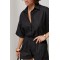 Костюм жіночий лляний із шортами чорний Lurex