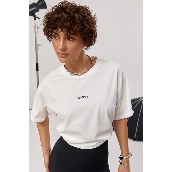 Футболка женская оверсайз молочная Lurex