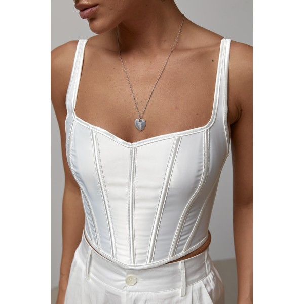 Корсет женский атласный на бретелях хлопок белый Lurex